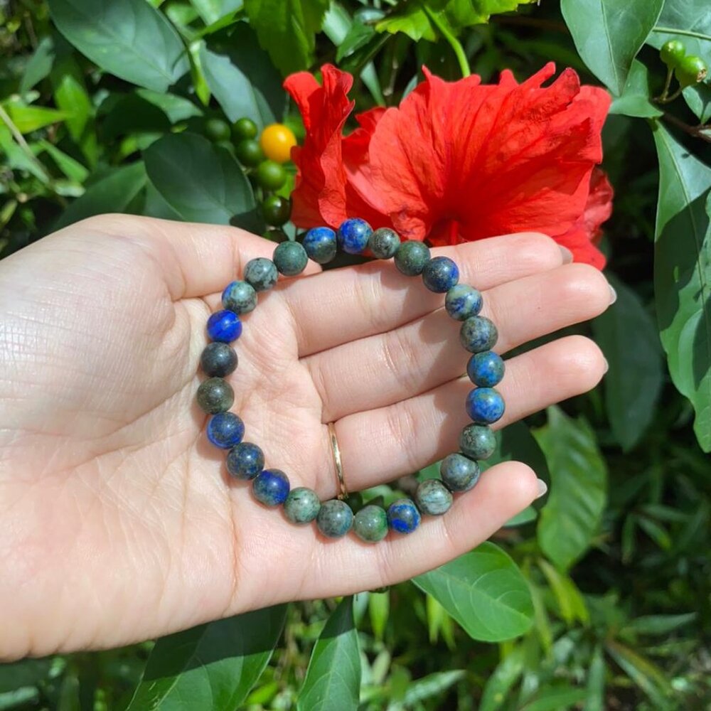 8MM Azurite-Malachite Bead Stretchy Bracelet